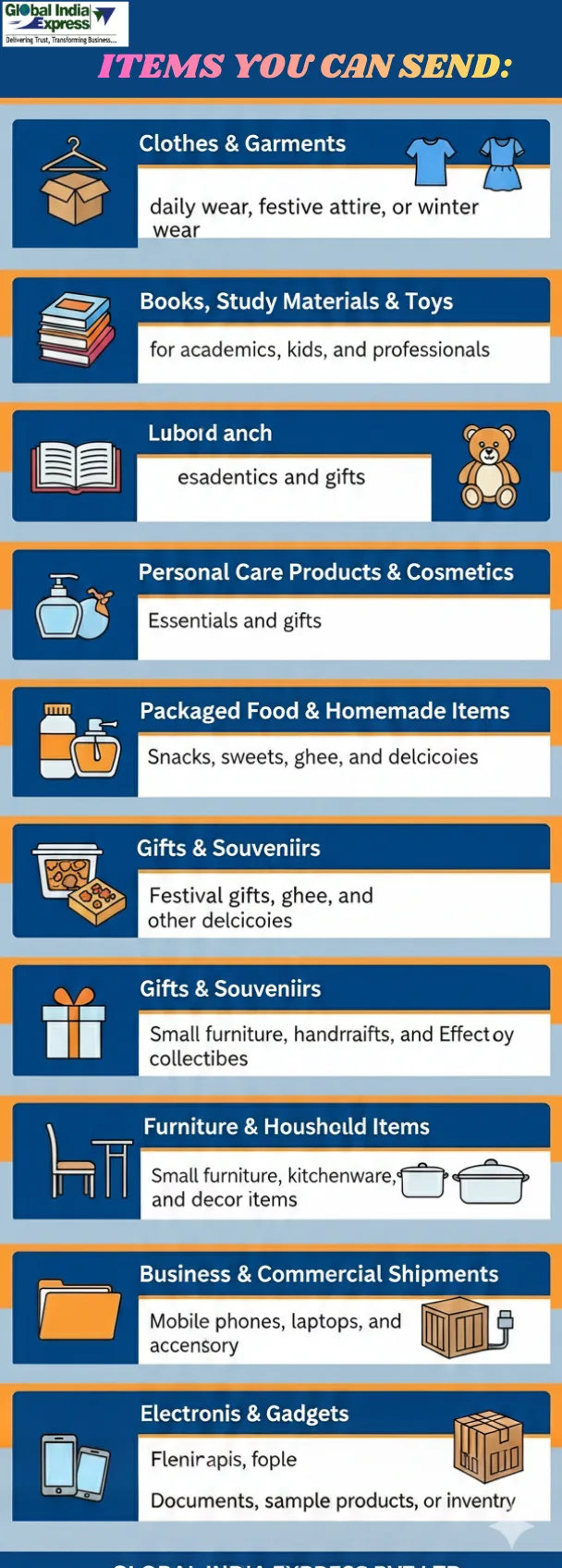 international coureir-send -items